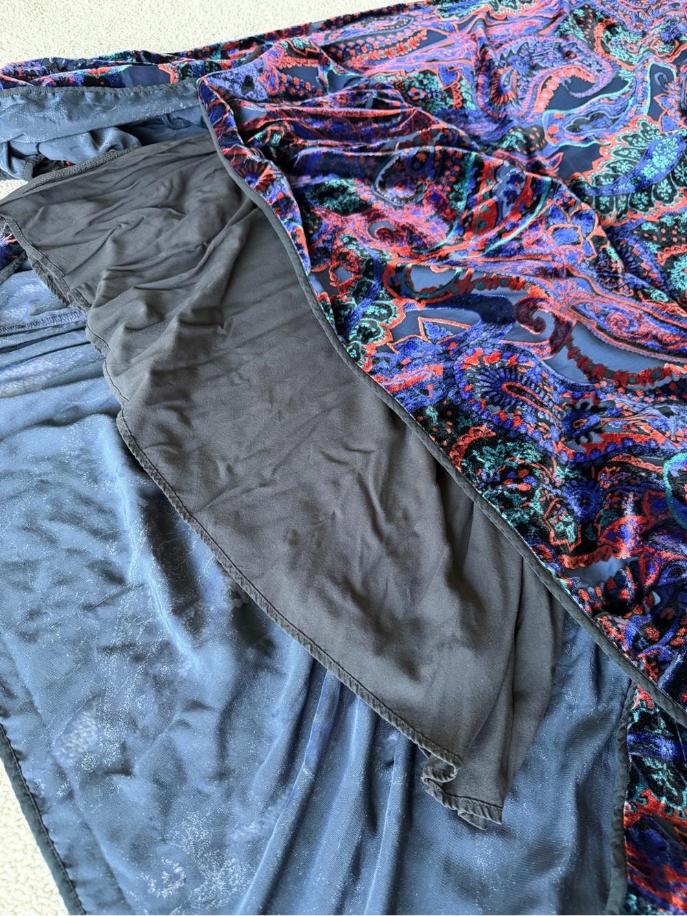Anthropologie Burnout Velvet Paisley Maxi Dress Blue Purple Size 10 - Picture 13 of 16